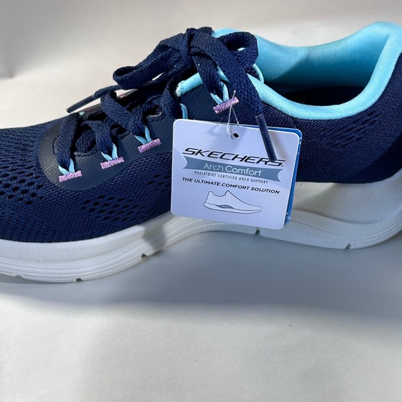 Skechers Arch Comfort Women's Navy Pink Blue Running Shoes Sneakers Size 6 NWT - Picture 6 of 11